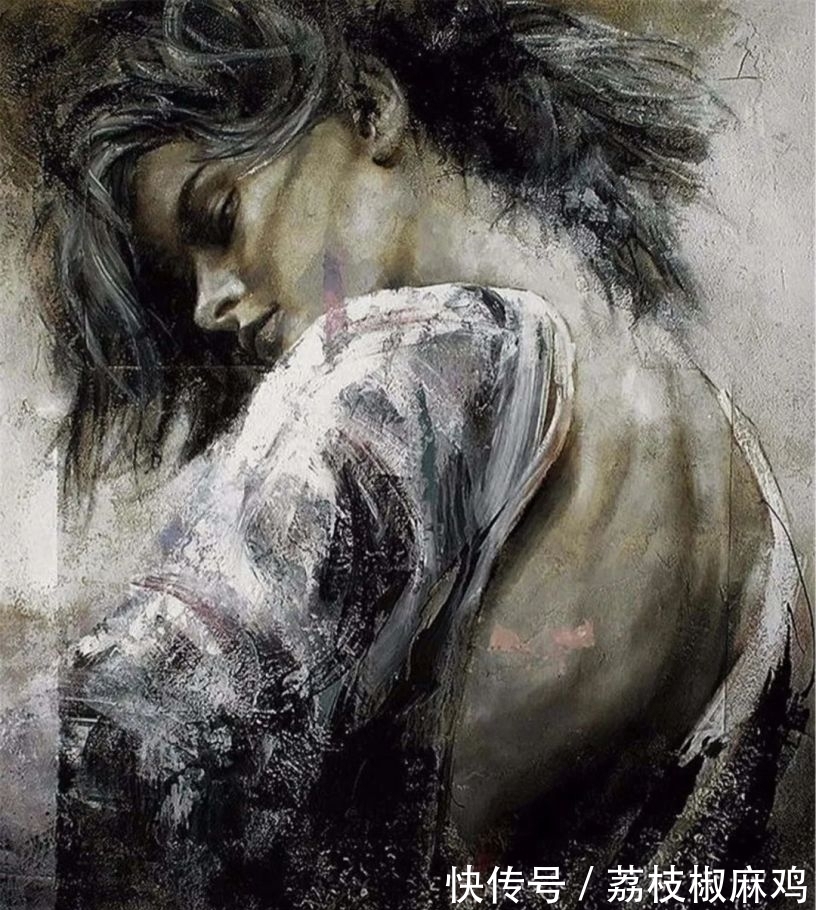 笔触$粗犷的笔触诠释女人另类的柔美与性感,让视觉炸裂的大触油画神作