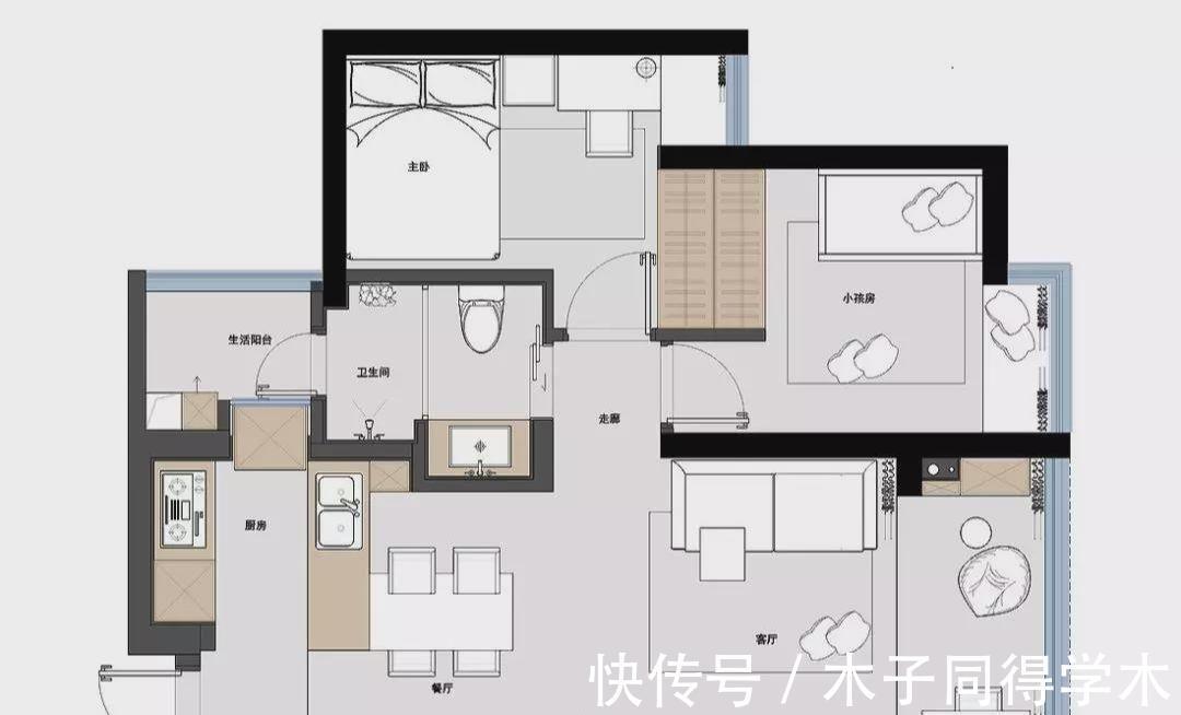 大理石|67㎡舒适北欧2室2厅，打造清新实用的乐活小筑
