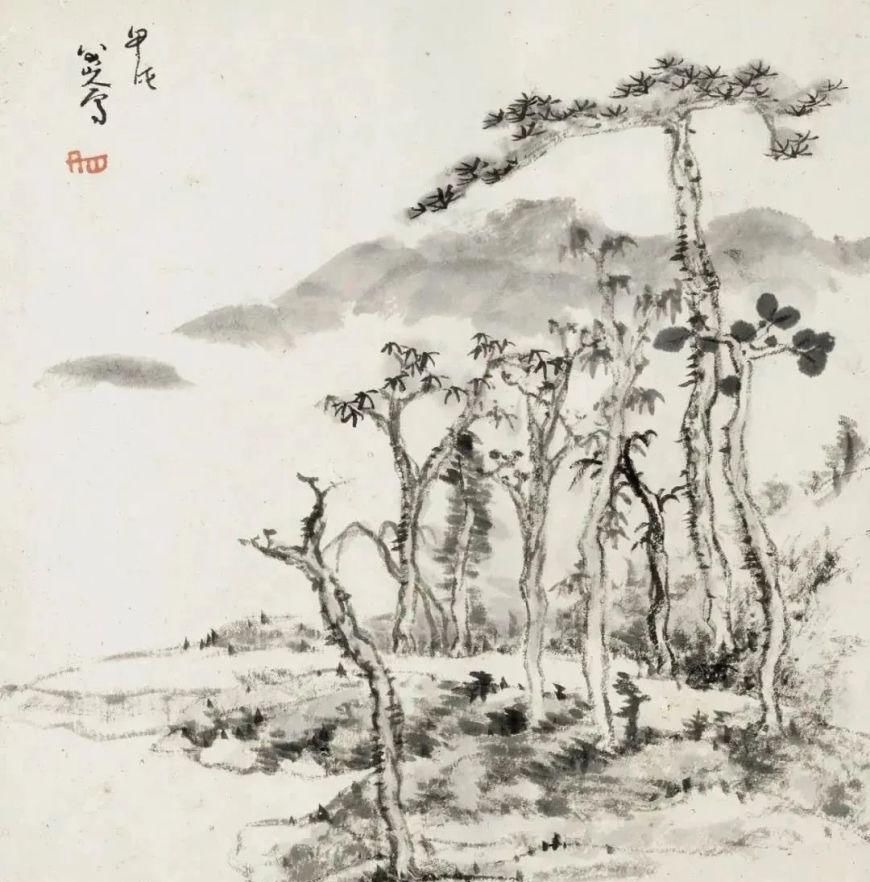 山水@这套册页当不仅仅有山水也有花鸟,就是没有的是大红大绿的色彩