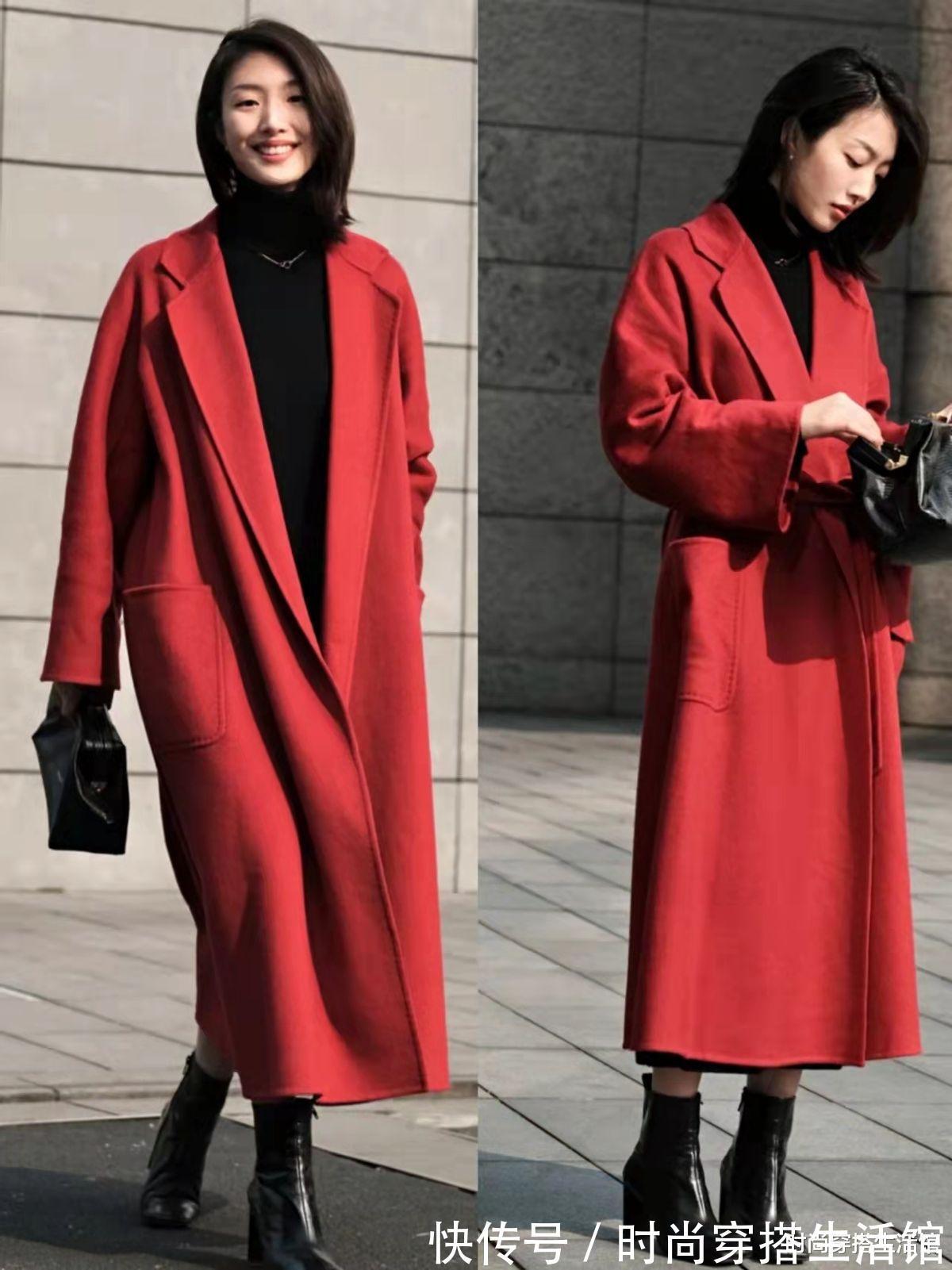 肩膀 红色大衣怎么穿才好看?我总结了这4组搭配方案,给你过年参考
