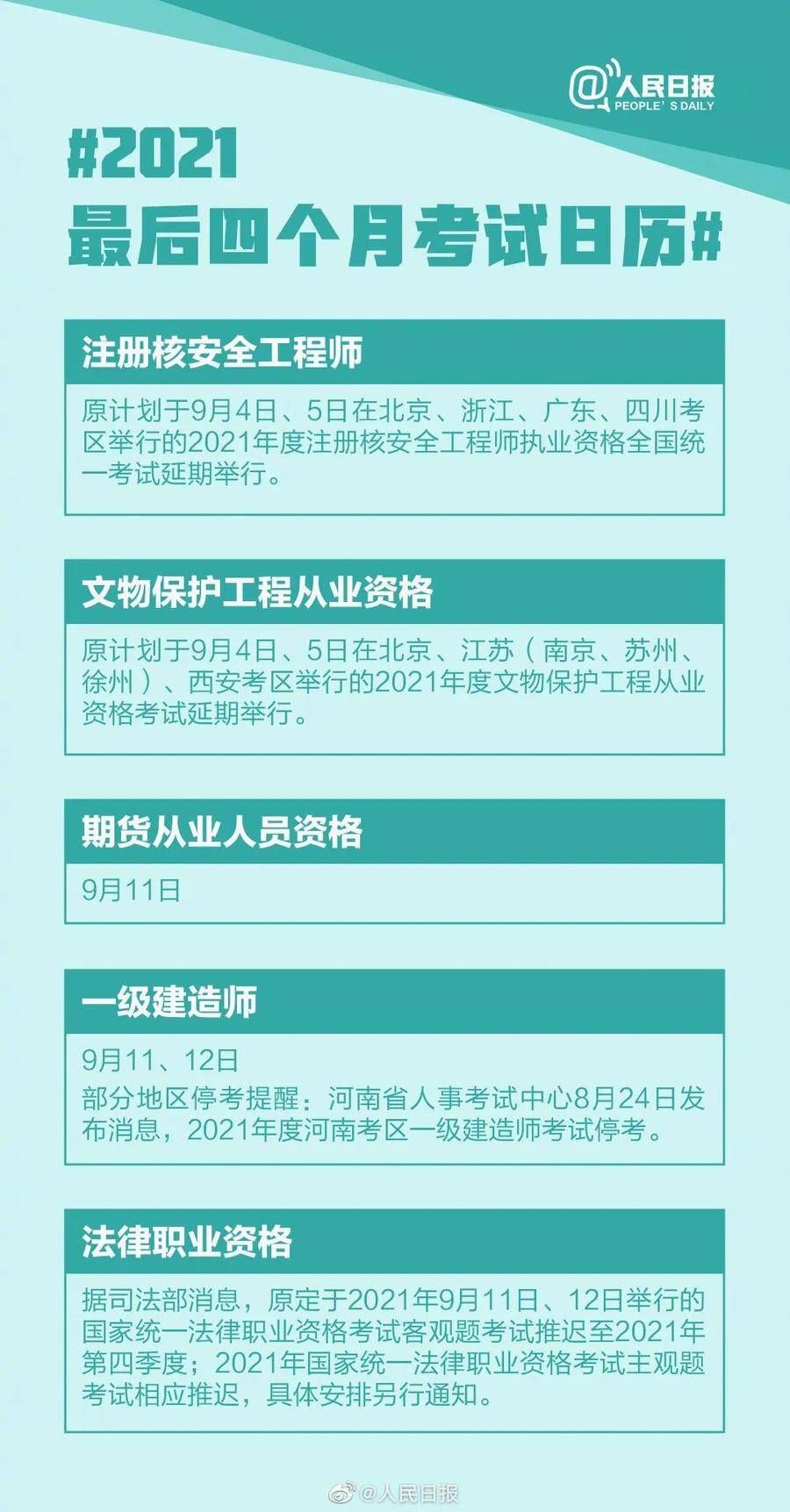 日历|@?大学生，收藏！2021最后四个月考试日历来啦