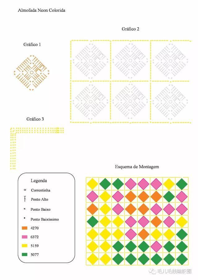 零线太多别浪费,试试钩一钩拼花抱枕,在家非常好用!附图解