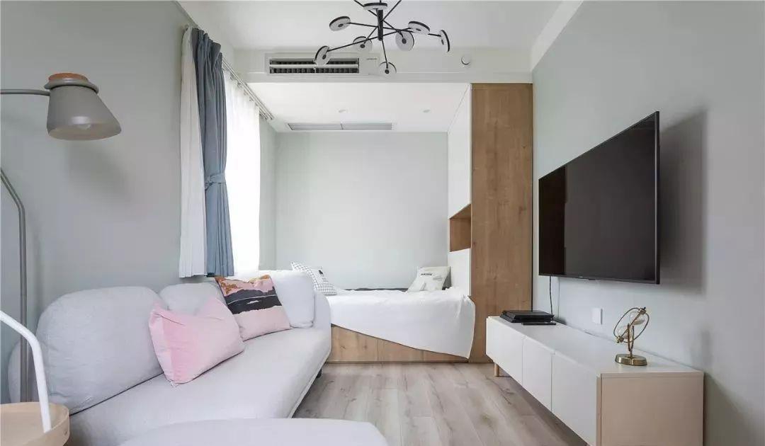 浅灰色|她的70平现代简约小家,客厅加张床,二室变三居,时尚又舒适!