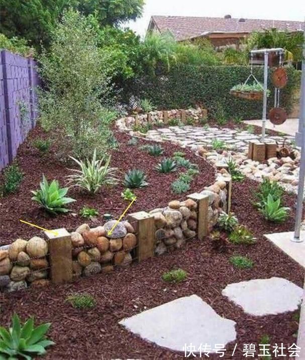 金属|羡慕邻居家后院,花坛不用砖垒,金属网包点石块堆堆,漂亮又独特