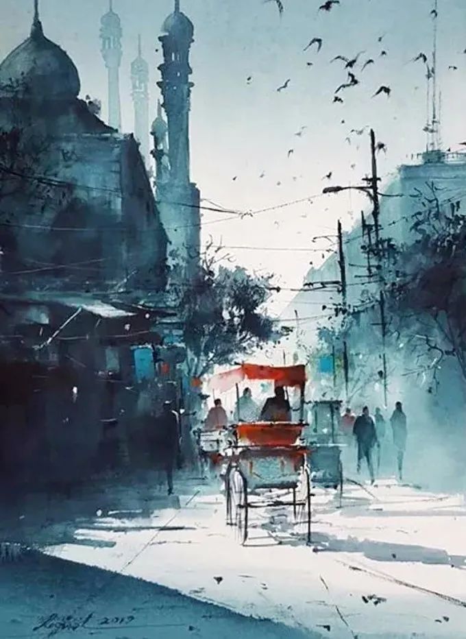 画面!极具美感的蓝绿水彩色调,如此画面,令人爱不舍手