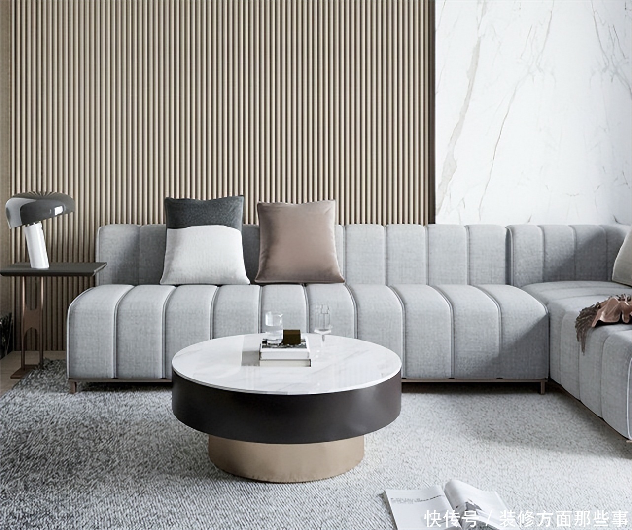 装修|87平简约风二居室,深灰色的木纹肌里诉说着年轮和岁月