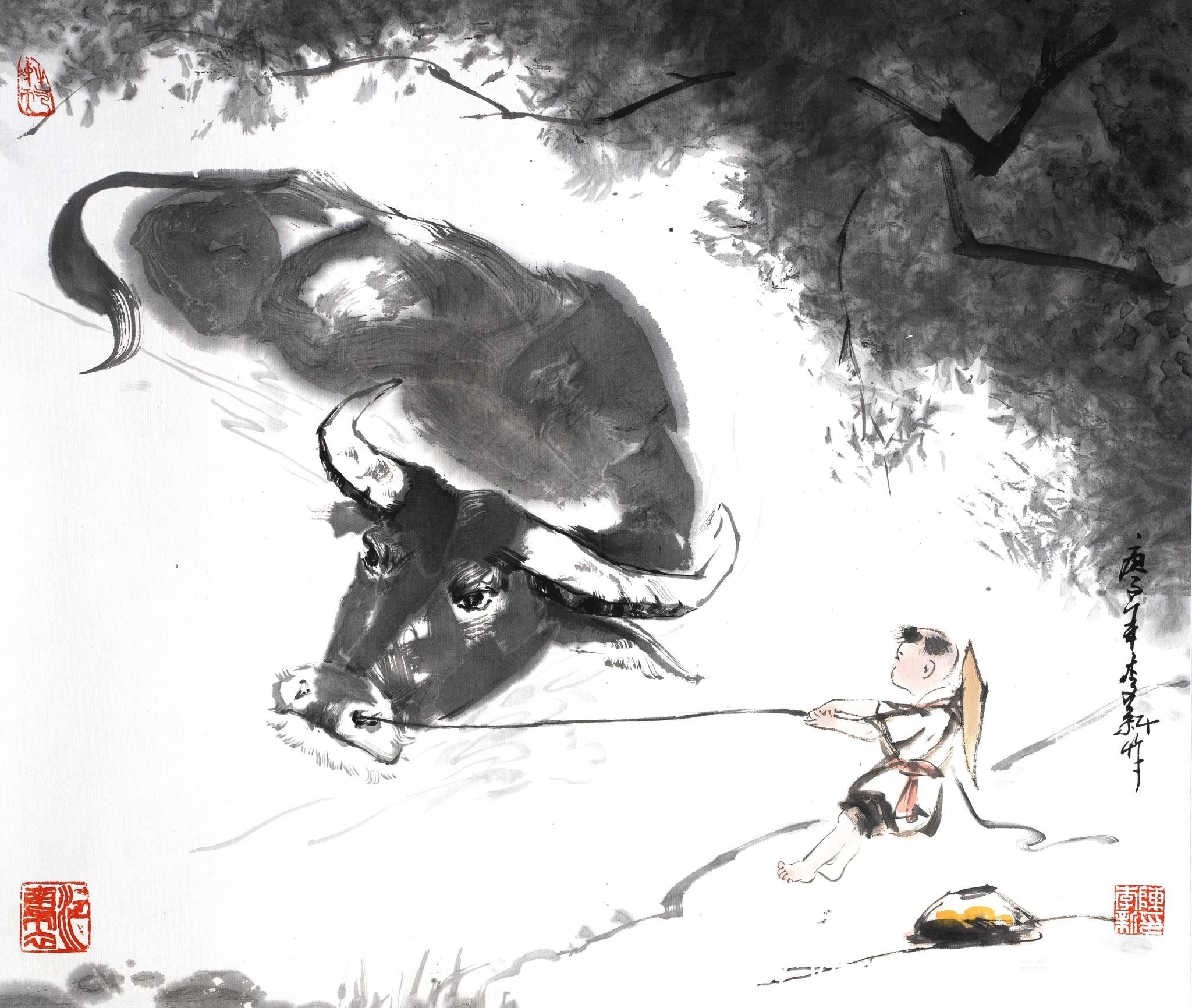  传统文化|一幅牛气冲天的画，却让画家陈李新，结缘中国科技产业大咖戴伟民