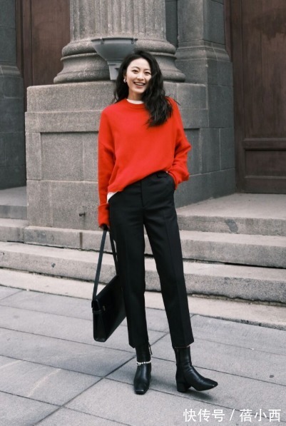 九分裤 微胖女生别乱穿裤子,小黑裤才最适合你,配毛衣、西装都很时髦