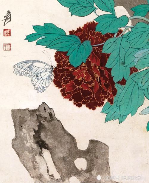  赏画|赏画识人，张大千绘《彩蝶牡丹》