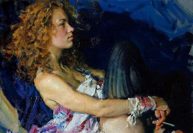 thomas$他的油画,既有潇洒带劲的笔触,又有性感细腻温和的柔美