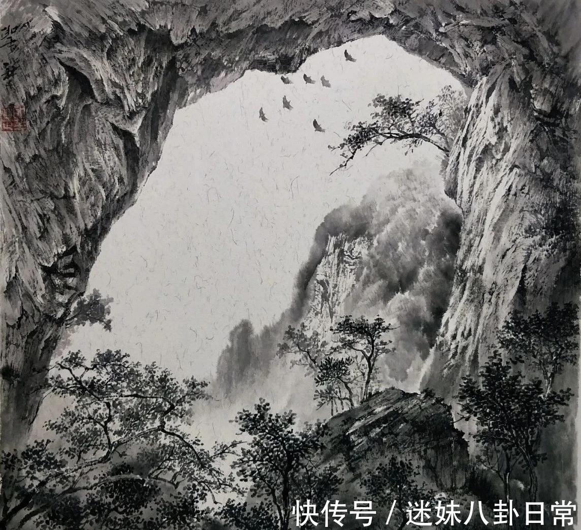 画家!一位青年画家的山水画很写实,有韵有境,不输西方风景画!