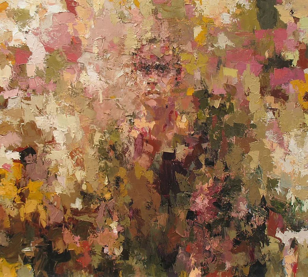 纹理&他将杂碎的色块,厚重的纹理,融于画中的人物