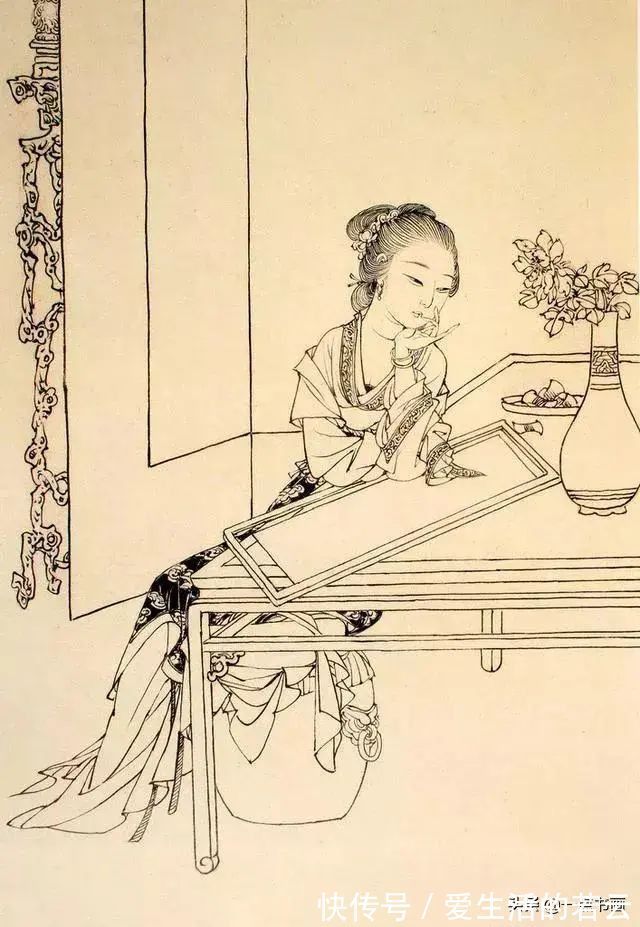 基本功@他的白描被评为“当代第一”,画仕女独辟蹊径