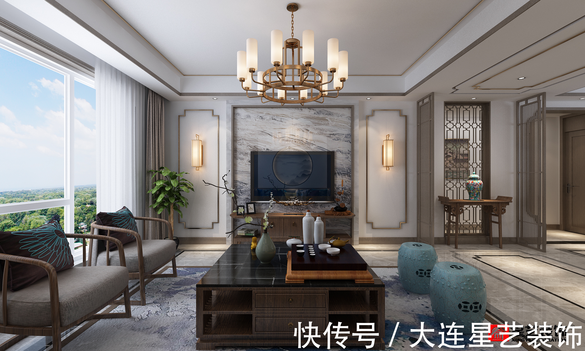 装修|大连装修_127平新中式风格,美在其中