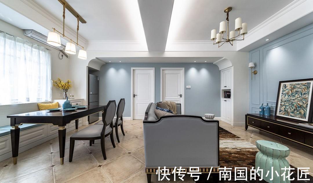 阳台|73平的美式空间，将餐厅设计在阳台，小阳台也可以如此实用