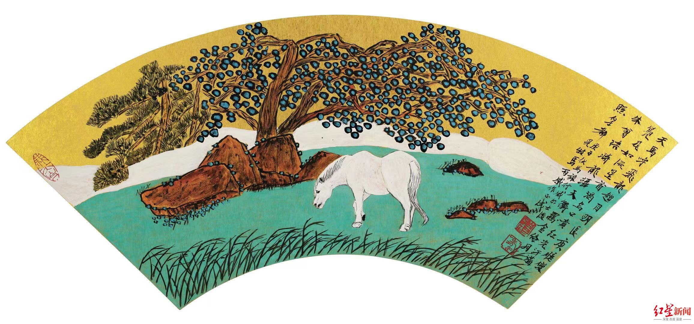 吴芳思@书法家刘正成首次跨界办画展 画家弟弟打趣他画的矮脚马“像狗”