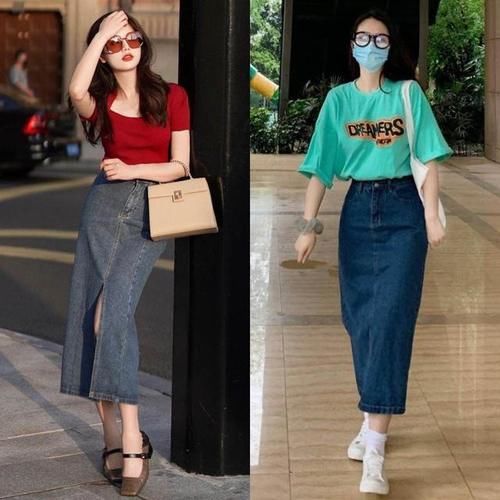 洋气感|今年流行的“牛仔半裙”，很适合30岁的女人，照着穿优雅又洋气