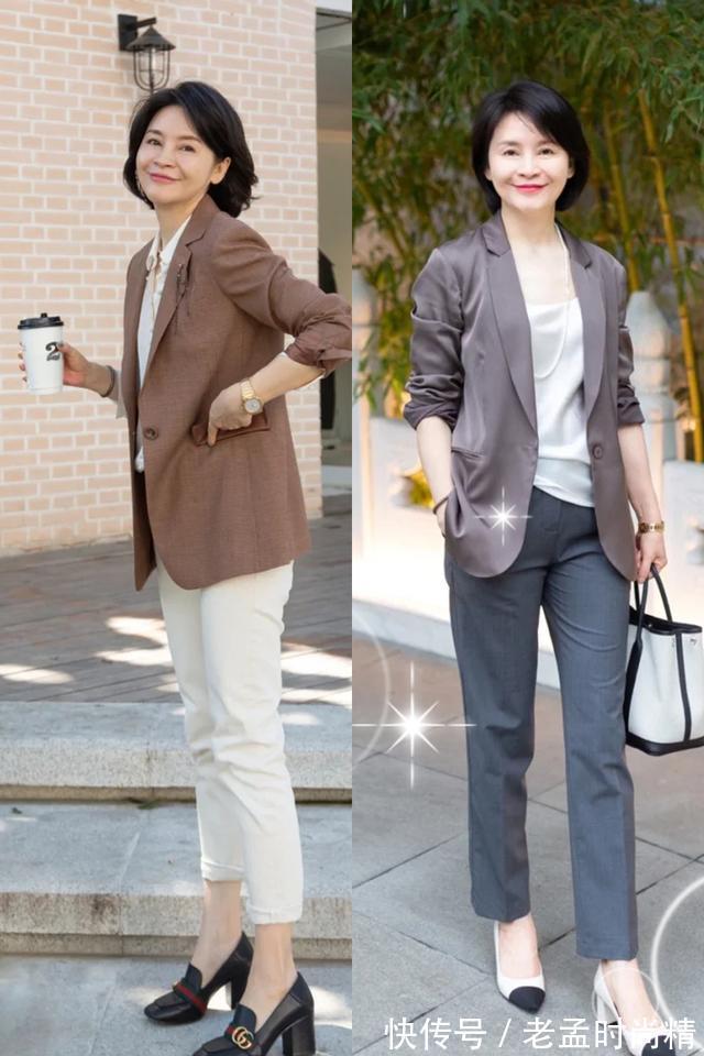 女人|五六十岁的时髦女人,早不穿黑裤子!今秋流行“醋酸裤”,好美