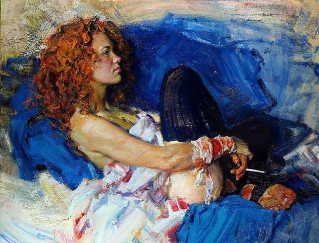 油画&他的油画,既有潇洒带劲的笔触,又有性感细腻温和的柔美