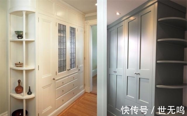 收纳柜|学他家,收纳柜不靠墙,外侧再做180弧形柜,多2收纳空间不止