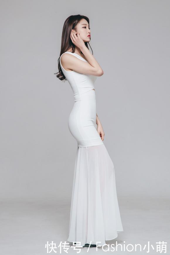十足|朴正允V领拼接网纱连衣裙,挡不住的时尚气质让你仙气十足