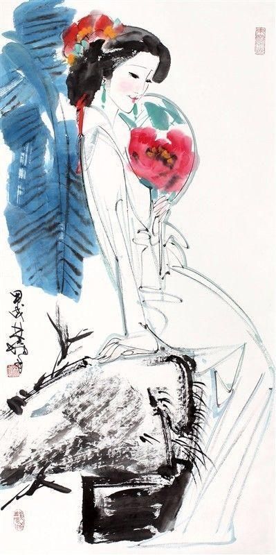 广美教授林墉笔下的女人体国画，俏丽、灵动，勾人魂魄，养眼！