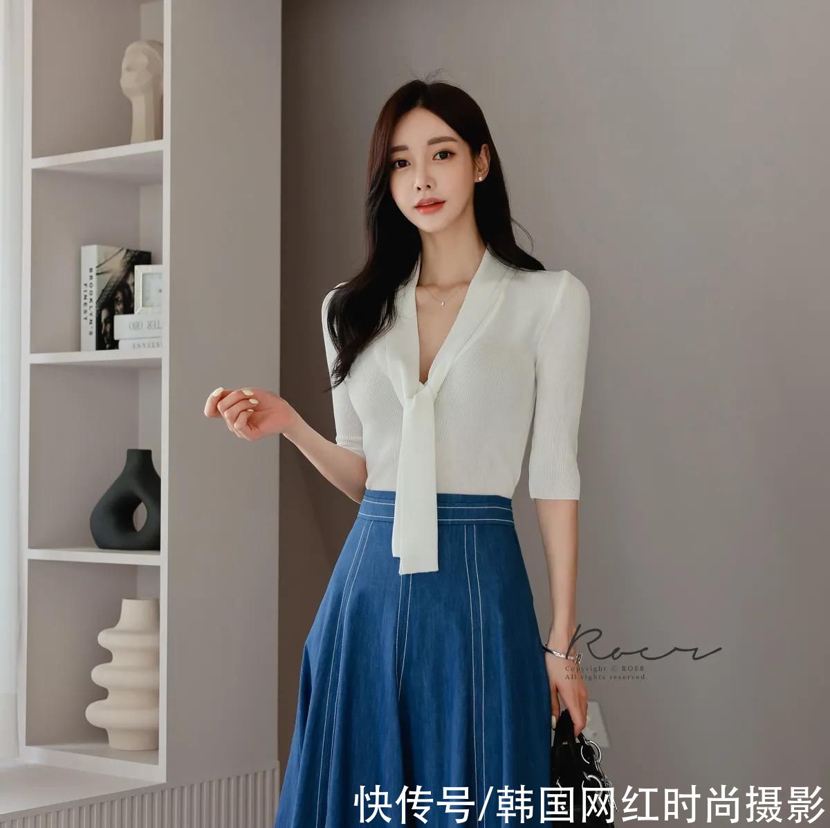 纱裙|女神孙允珠高清时尚搭配(251)新奥尔良都市牛仔斜衩柔纱裙