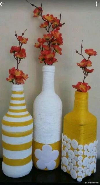 废旧玻璃瓶不要扔,一团毛线就让瓶子美翻,谁都学得会的手工