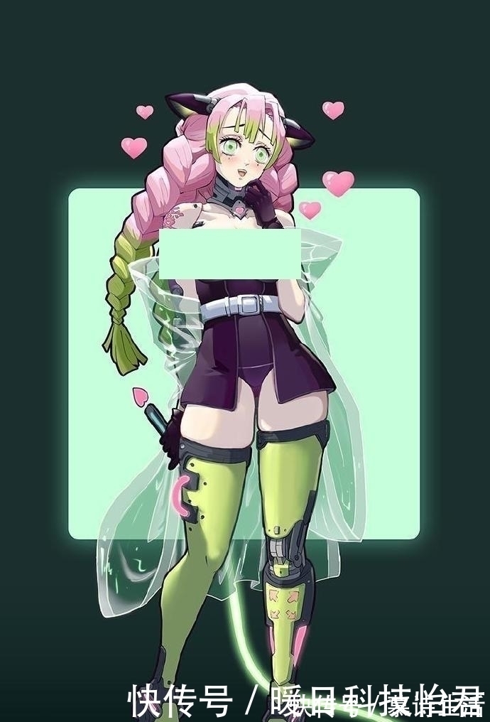 画师|赛博朋克风《鬼灭之刃》,蝴蝶忍拥有透明翅膀,祢豆子神秘感十足