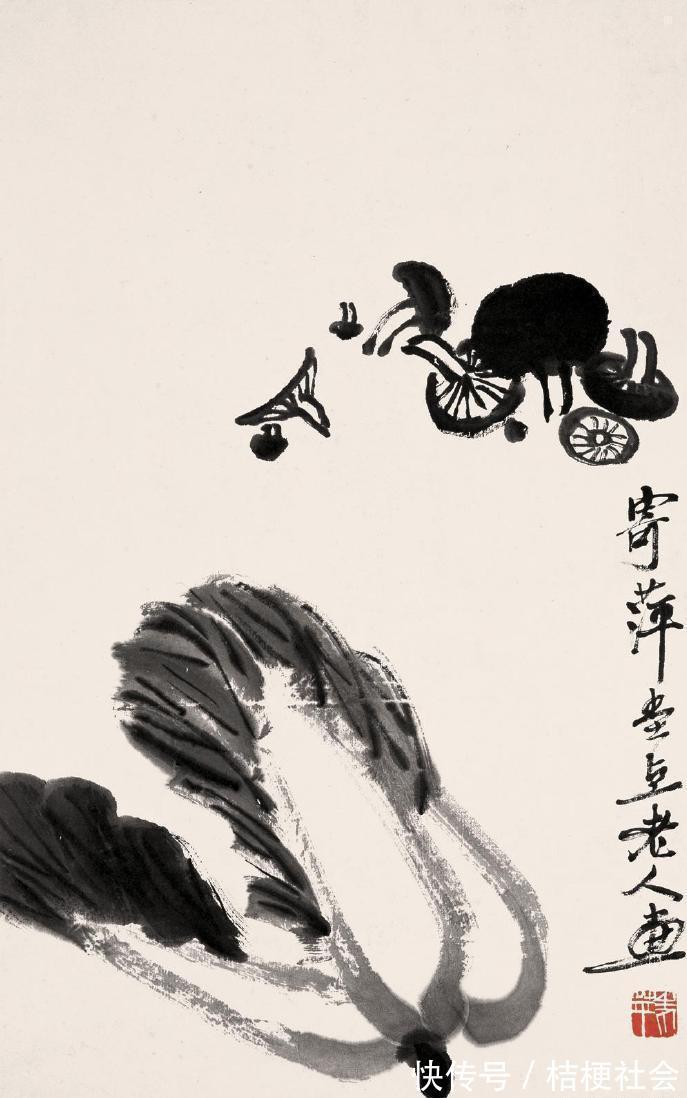 绘画#齐白石画白菜,上面一只蚱蜢价值300万,让作品增值10倍