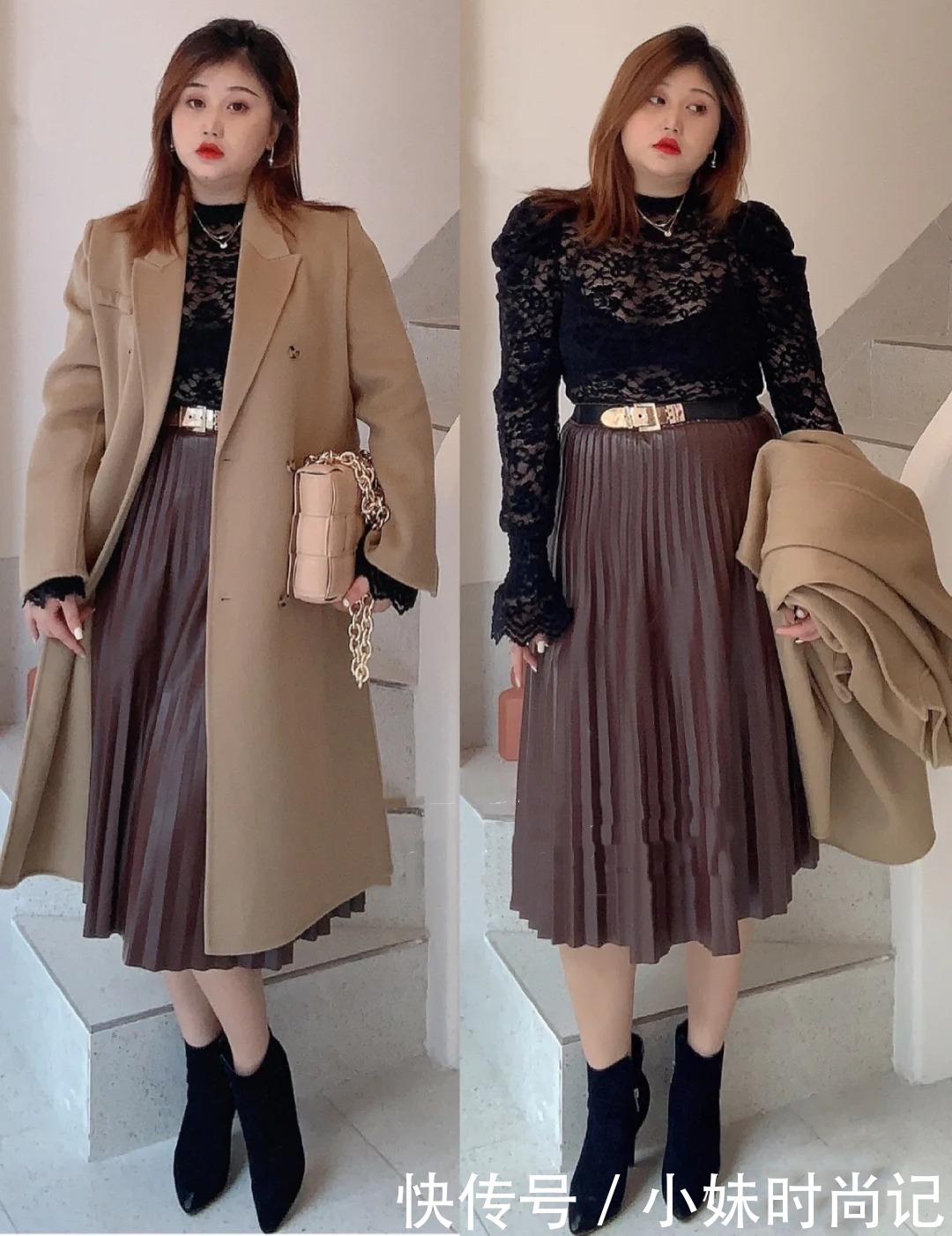 150斤胖女孩的保暖遮肉穿搭术,这气质和衣品太让人羡慕