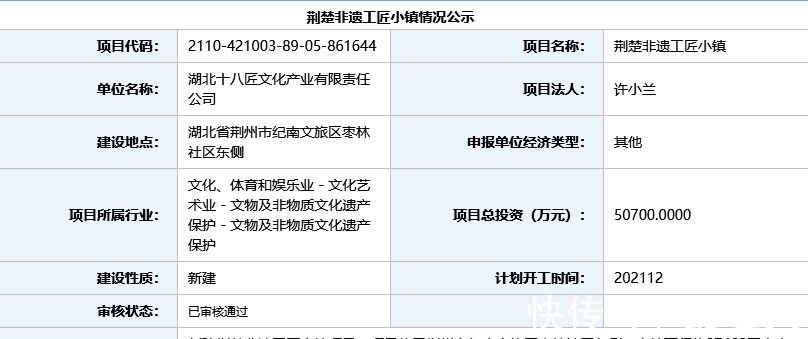 非遗|总投资5.07亿 荆楚非遗工匠小镇将于2021年12月开工