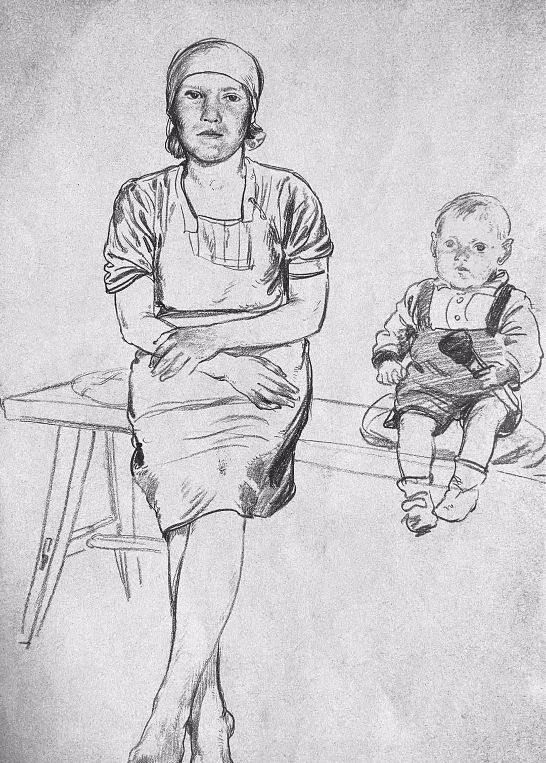 康斯坦丁$苏里科夫美术学院教授尼康. 索罗明速写作品