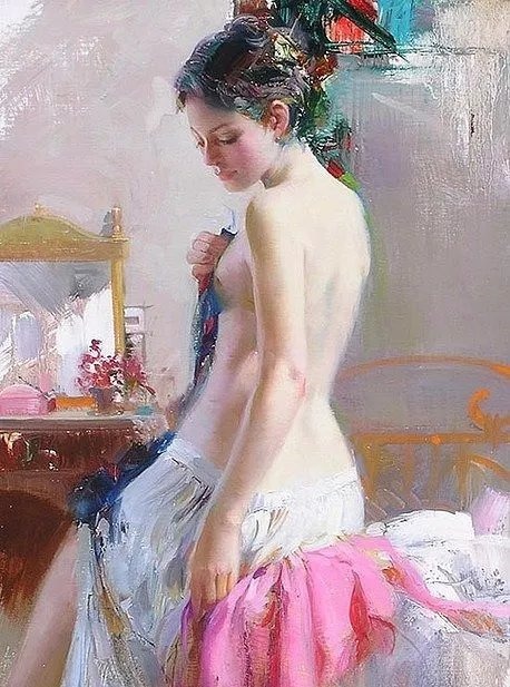 人物#皮诺德埃尼的油画人物，色彩斑斓，动静结合，光彩照人