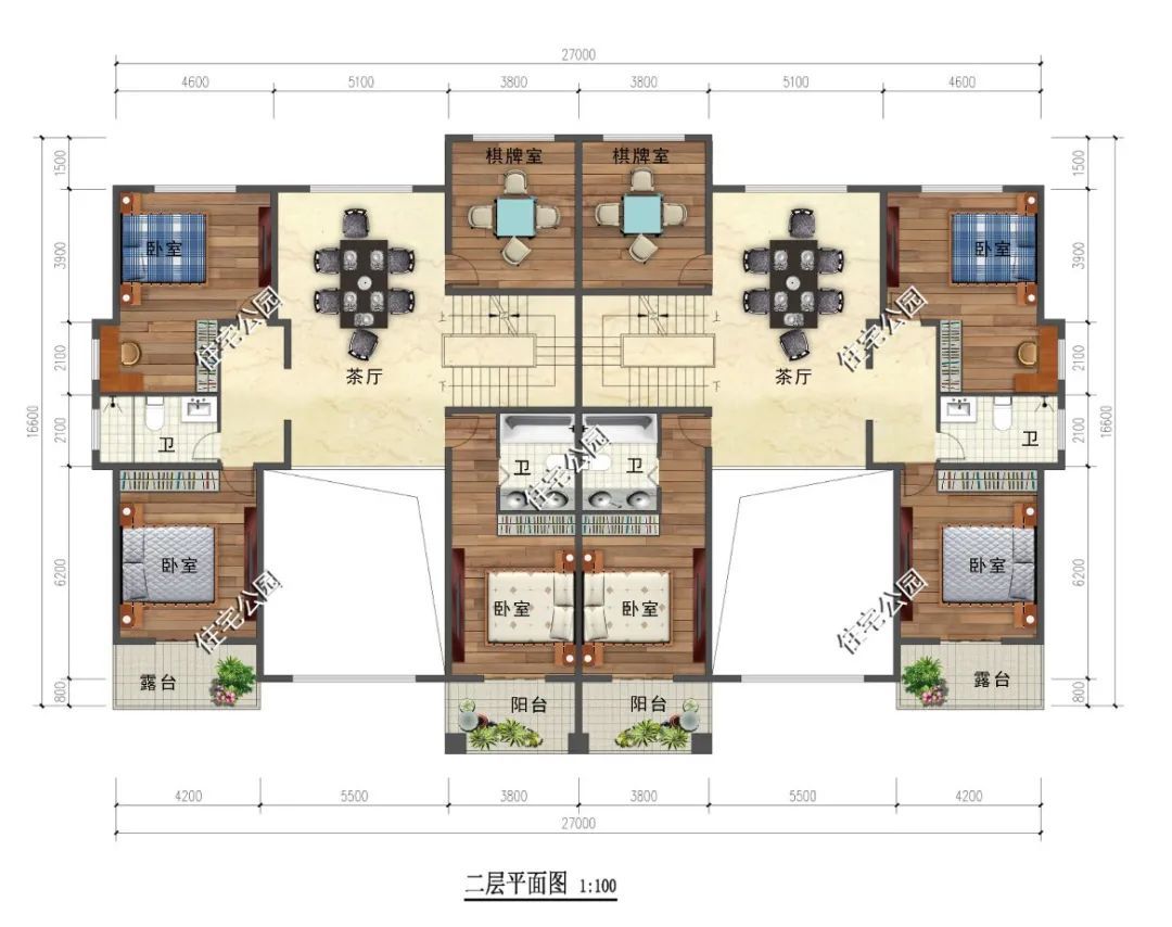 农村|适合兄弟自建的农村双拼别墅,27×16米三层大宅,这样建房才和谐
