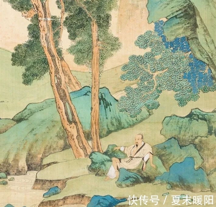 大千#极目苍穹 超以象外:张大千青绿山水杰构《李检法定林萧散图》