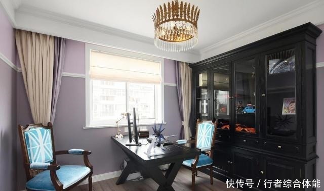 三居室|140㎡美式风格三居室,玄关装了玻璃窗让家既美观又开阔!