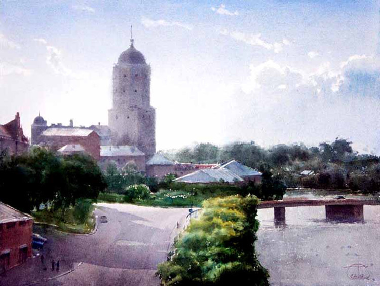 水彩画#美轮美奂!俄罗斯艺术家特梅雷夫的水彩都市景观画