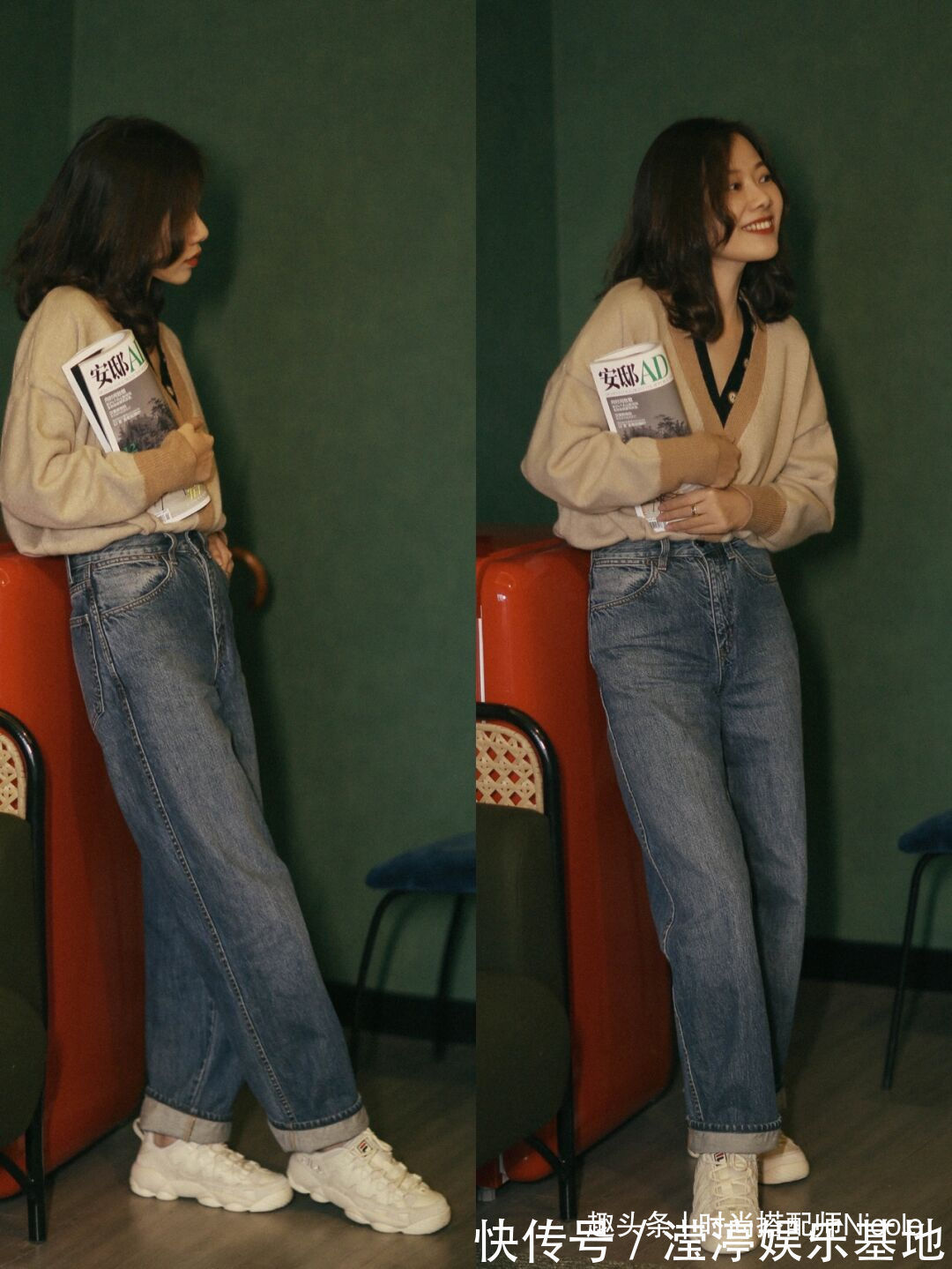 nicole 今秋火了一种穿法:叫“毛衣+毛衣”,温暖又时髦,谁穿谁美