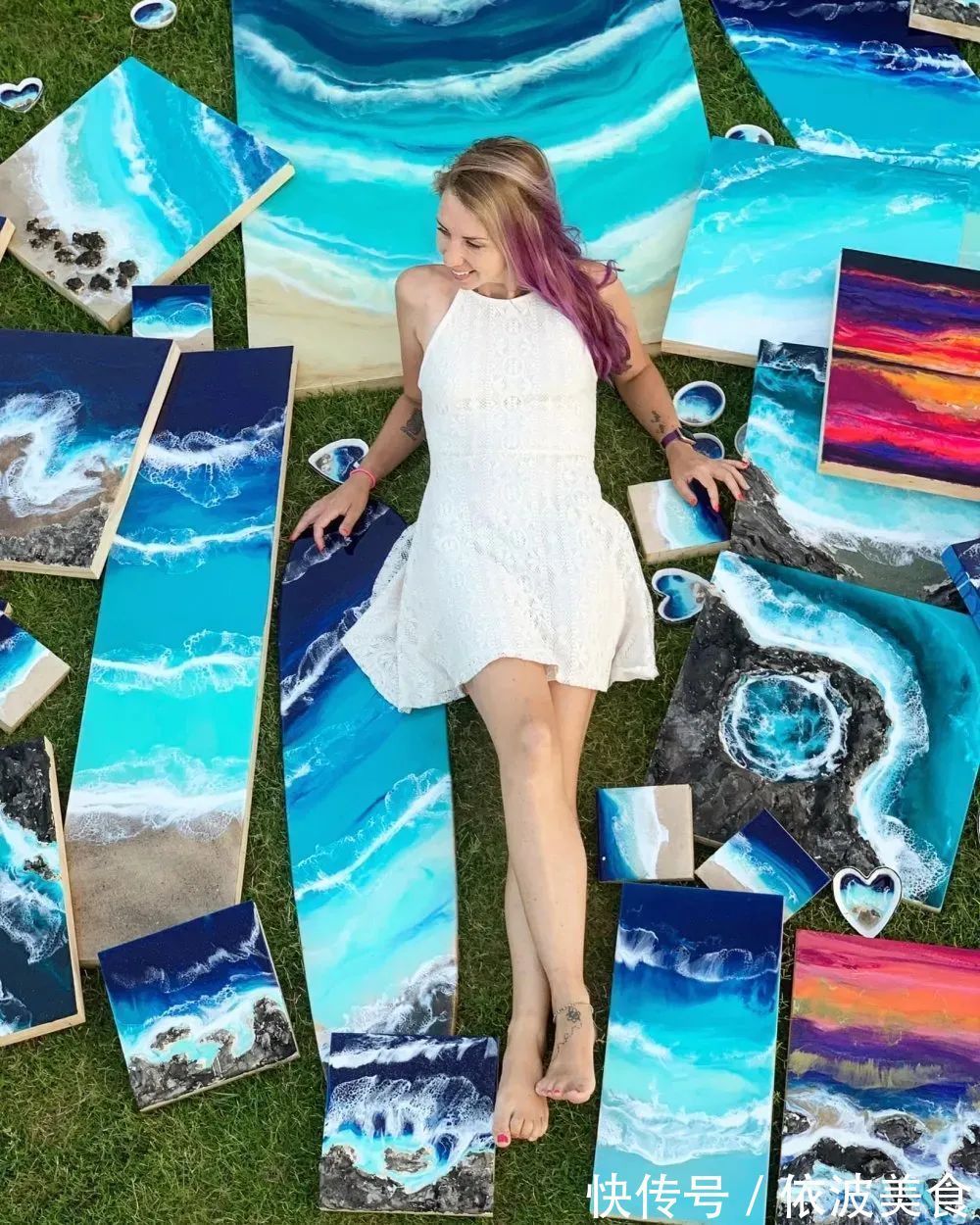 夏威夷&从没学过美术的她,用简单粗暴技法画画,让她成为了百万富豪