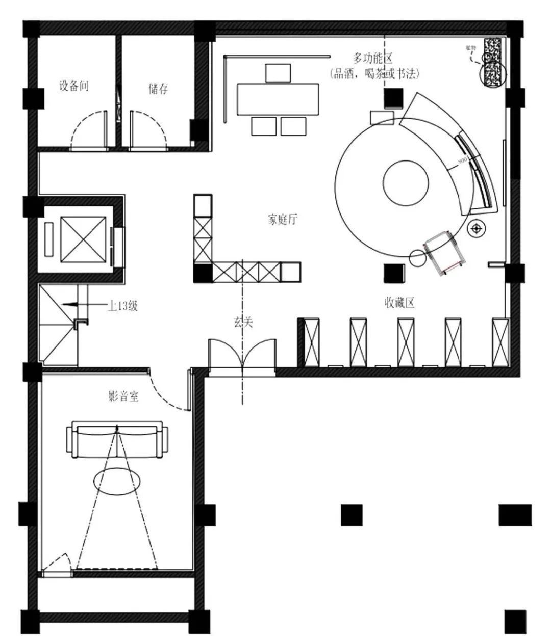 优雅|550㎡现代风别墅,高级灰与水墨色,低调档次的效果很独特