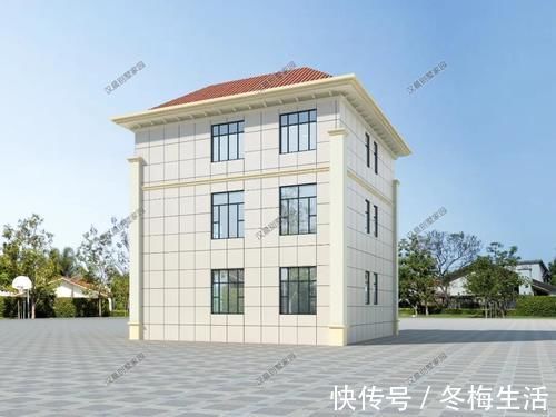 楼梯|12X12米户型方正农村三层简欧风格,新年回乡盖别墅就选它!