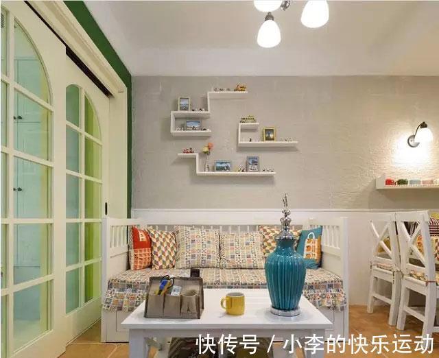 客餐厅|54平两室公寓,色彩搭配好大胆,餐厅的上下柜,好看又好用