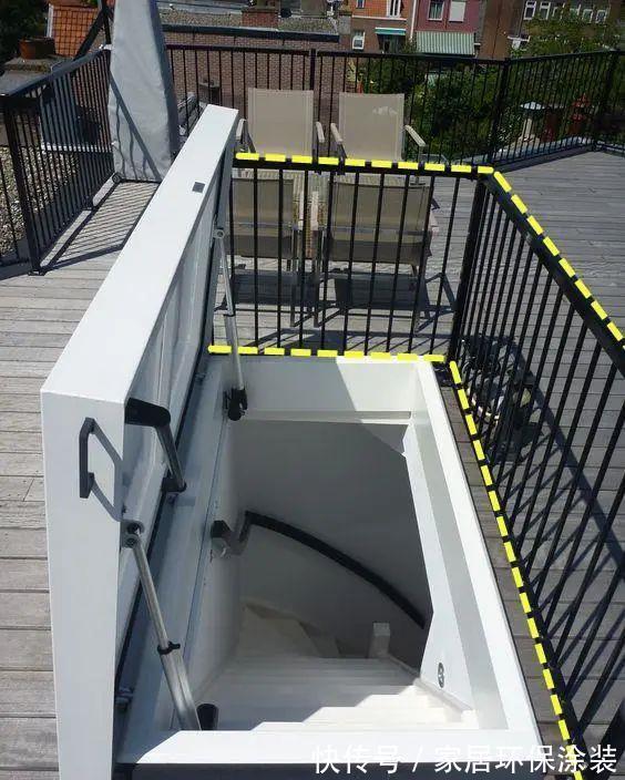 楼梯|买了顶楼就是好，凿个天窗入口，把楼顶收拾干净，一家独享大露台