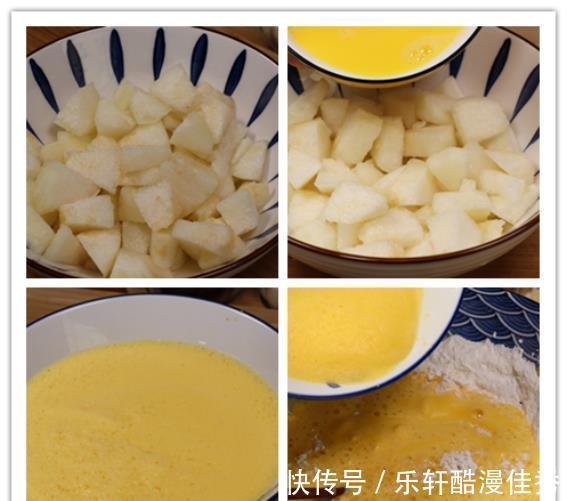 雪梨块|把梨切成小块，淋2个鸡蛋，教你从没吃过新做法，比面包简单好吃