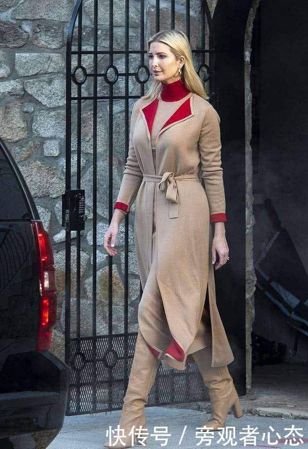 高级|伊万卡一到冬天就离不开大衣,光腿穿高跟鞋太扛冻,气质却很高级