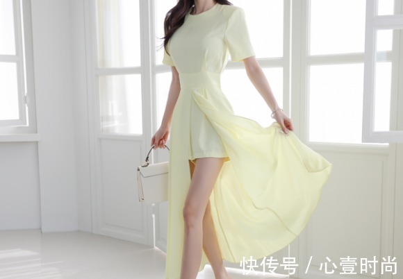女神|女神孙允珠时尚搭配:柠檬清甜精灵女神轻羽雪纺裙