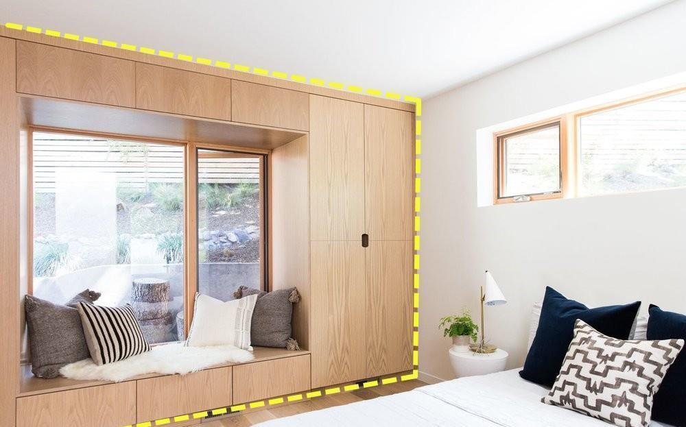 一体|2021年卧室都流行这么装了，衣柜+飘窗做一体化设计，最少能省5㎡