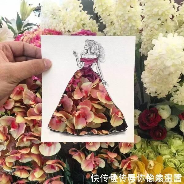 惊艳&这才是灵魂插画师!手绘图只画一半也惊艳,这衣服效果比高定还美