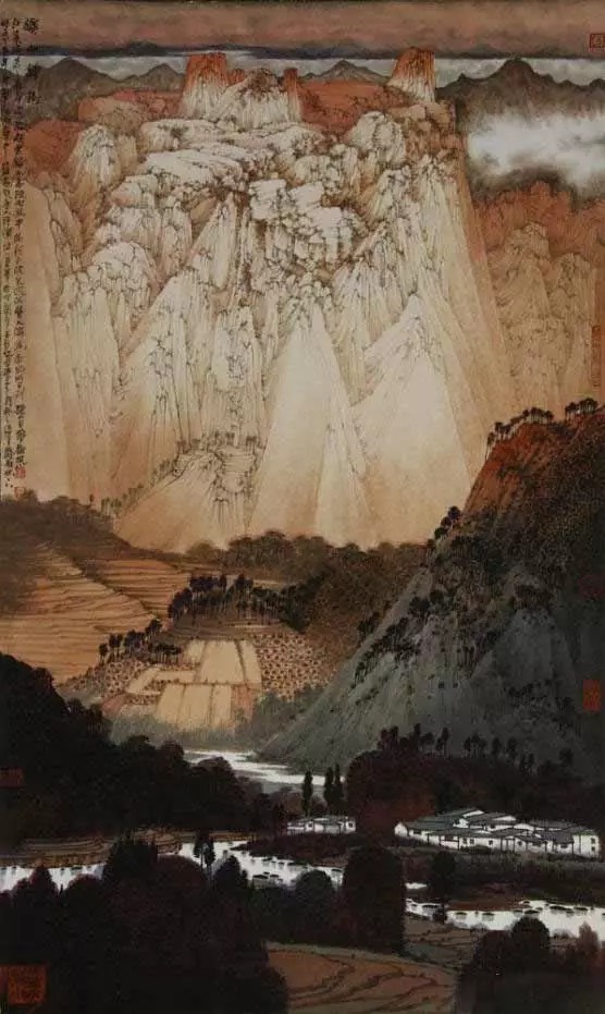 山水画$“江南鬼才”笔下的工笔山水画,色彩丰富,太震撼了!